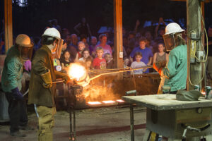 iron pouring demonstration at Tannehill Ironworks Historic State Park in McCalla, AL